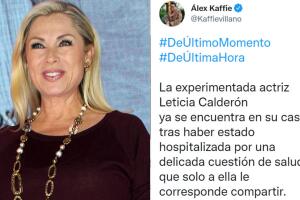Con este tuit, Alex Kaffie dio a conocer la reciente hospitalización de Leticia Calderón.