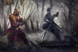 Ilustración de batalla ninja