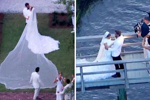 Vestido de novia JLo: la cantante deslumbra en su boda con Ben Affleck