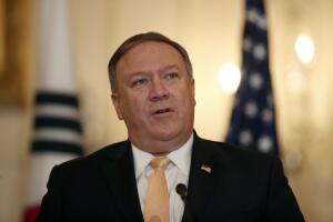 Mike Pompeo, secretario de Estado, durante una conferencia de prensa.