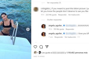 Así contestó Ángela Aguilar a una aparente amiga que le dijo que "la gente no merece verla" en traje de baño.