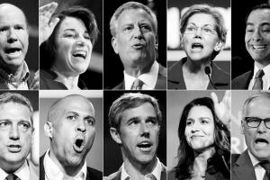 Candidatos demócratas en el primer debate presidencial.