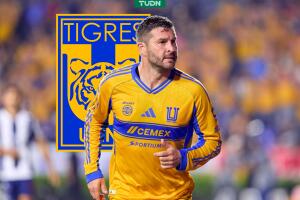 Gignac festejando su gol ante Monterrey
