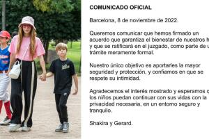 Este es el comunicado que Shakira y Piqué emitieron tras llegar a una cuerdo sobre la custodia de sus hijos. 