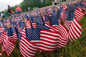 Sixty Thousand American Flags Set Up In Size And Shape Of Vietnam Veterans Memorial