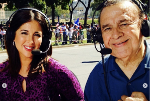 Diego Castellanos junto a Ilia García durante el desfile puertorriqueño en Filadelfia.