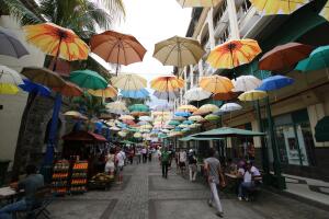 Umbrella Decoration, Caudan Waterfront, Port, Louis, Mauritius