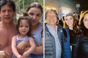Luces Velásquez, su esposo y su hija.