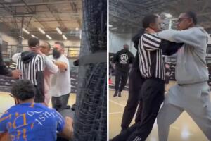 El altercado comenzó después de que el árbitro sancionó al entrenador con dos faltas técnicas  en el partido de los Cavs.