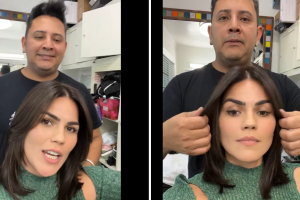 Karina Banda y el maquillista Franz Muñoz