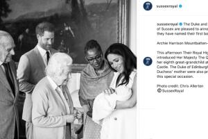 Reina Isabel II, Archie Harrison Mountbatten-Windsor, Meghan Markle, príncipe Harry