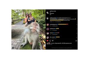 Galilea Montijo exhibe que un mono ‘le robó' su celular en Indonesia.