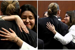 Camille Vásquez abraza a Johnny Depp