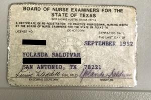 Licencia de enfermera de Yolanda Saldívar