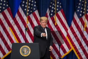 El presidente Donald Trump tras su discurso sobre estrategia de seguridad nacional en Washington DC, el lunes 18 de diciembre de 2017. 