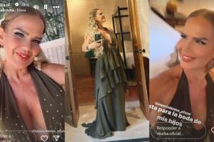 Niurka eligió un vestido de color verde para asistir a la boda de su hijo mayor Kiko.