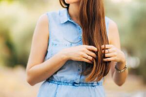 Woman's hair, curls close-up