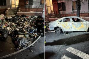 El fuego comenzó en una pila de basura y se extendió rápidamente.