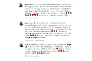 Mensajes de felicitación de Gabriel Soto a Irina Baeva