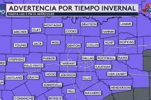 Advertencia por tiempo invernal hasta las 3 p.m. el miércoles.