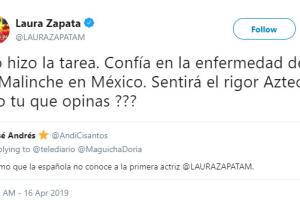 Laura Zapata en Twitter
