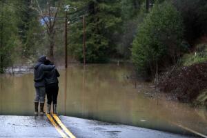 Sonoma County Town Of Guerneville Inundated With Flood Waters From "Atmospheric River" Weather System