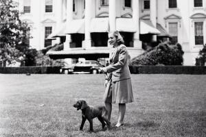 Margaret Truman Walking Her Dog