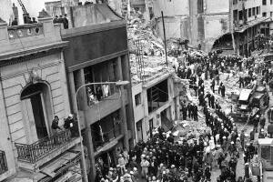 (FILE) Firemen search as wounded people