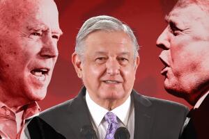 Andrés Manuel López Obrador, entre Donald Trump y Joe Biden.