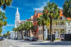 St. Michaels Church and Broad St. in Charleston, SC