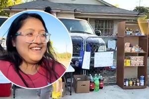 joven hispana yesenia vela colecta entrega alimentos snap ayuda san antonio texas