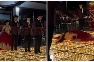 Quinceañera se cae antes de bailar el vals y se hace viral.