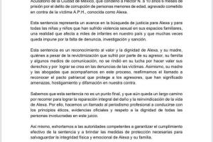 Comunicado abogada de Alexa Parra culpable