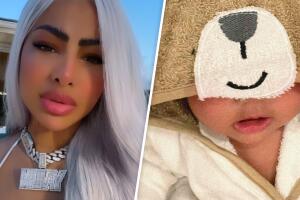 Hija de Anuel y Yailin se deja ver posando en la piscina con enorme collar en el cuello 