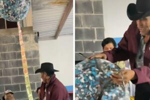 Llenó un globo con dinero como regalo para su papá salió volando en un gracioso momento (2).jpg