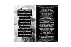 A la izquierda, se encuentra el comunicado de su ruptura con Cazzu, y a la derecha, el de su separación de Belinda.