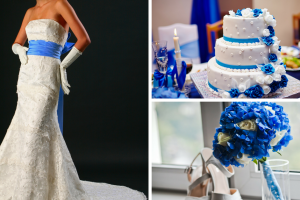 Decoración y pastel de bodas en color azul navy