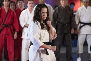 Mary Mouser as Samantha LaRusso in episode 508 of Cobra Kai. Cr. Curtis Bonds Baker Netflix.jpg