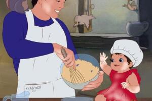 Colección de ilustraciones de príncipes Disney como papás.jpg