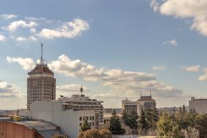 Downtown Fresno Skyline, California, USA, on a spring afternoon.