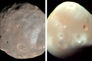 Los satélites de Marte: Fobos (izquierda) y Deimos (derecha)