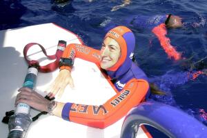 Audrey Mestre Ferreras smiles as she holds a depth