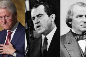Expresidentes estadounidenses Bill Clinton, Richard Nixon y Andrew Johnson