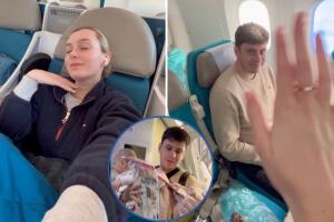 Tiktoker es criticada por dejar a su novio y su hija en clase turista mientras ella disfrutó de los lujos de la primera clase