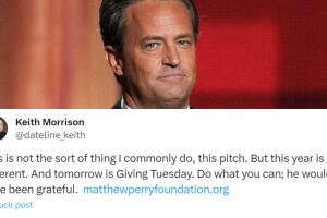 Este es el mensaje que emitió Keith Morrison, padrastro de Matthew Perry, a un mes de su muerte.