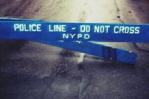 Police Line - Do Not Cross NYPD fence in the streets of New York City, USA