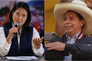 Keiko Fujimori y Pedro Castillo, candidatos presidenciales en Perú.