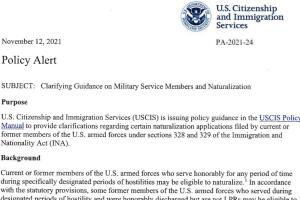 USCIS memorando de aclaración 12 de noviembre 2021