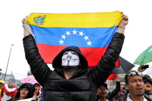 Venezuelan citizens living in Colombia protest against the presidential elections in Venezuela, in Bogota