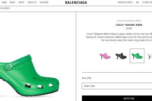 Crocs Balenciaga en el sitio web oficial de la marca.